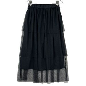 Who What Wear Women’s Skirt Small Black Layered Tulle Mesh Midi Whimsigoth